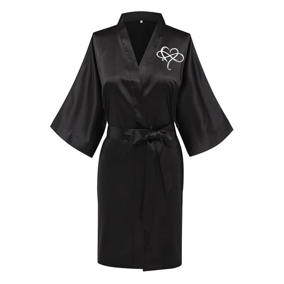 Elvqul Silk Robes for Women Plus Size Womens Satin Robes Plus Size Valentine's Day Black Robe