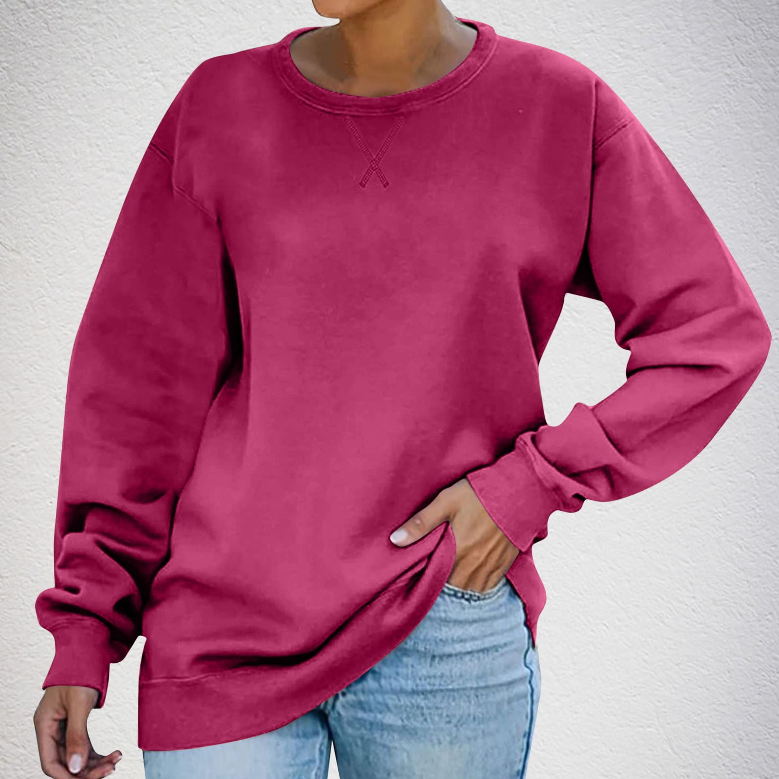 Ficerd 3-Pack Women's Viscose Crew Neck Pullover Sweaters - Lightweight Long Sleeve Tops 4 thumbnail image