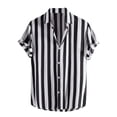 thumbnail image 1 of Vetsdori Collared Shirts for Men Striped Outdoor Button Short Sleeve Button up Round collar Black Mens T-Shirts Trendy, 1 of 3
