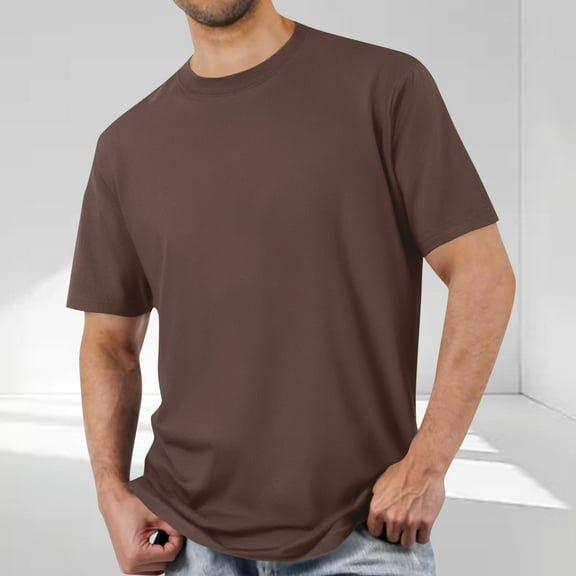 Vetsdori Contracted T-Shirts for Men Sports Pullover Coffee Short Sleeve Cew Neck Fitness Casual Mens Shirts Plain
