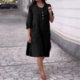 thumbnail image 1 of Elvqul Cotton Dresses for Women Black Button Down Dress Winter with Pockets Plus Size Leisure Womens Dresses Linen, 1 of 7