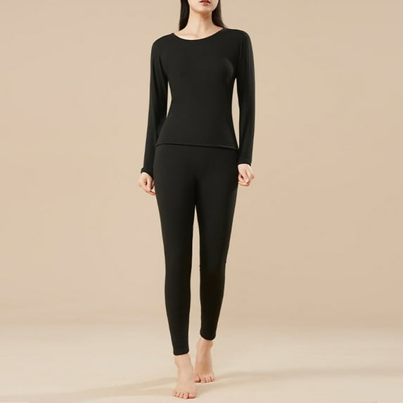 Elvqul Cotton Shirts for Women Long Sleeve Tops Thermal Pullover Underwear Solid Crewneck Womens Shirts Black