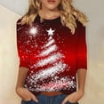 thumbnail image 1 of Elvqul Cozy Tops for Women Plus Size 3/4 Sleeve Shirts Pullover Christmas Crew Neck Santa Womens Tops Printed, 1 of 5