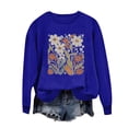 thumbnail image 1 of Elvqul Crew Neck Sweatshirts Women Loose Fit Graphic Blue Lightweight Shirts Oversized Clothing Pull on Sweatshirts, 1 of 3