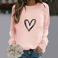 thumbnail image 1 of Elvqul Crewneck Sweatshirts Women Pink Soft Loose Fit Womens Tops Graphic Pull on Shirts Fall Tees Long Sleeve Sweatshirts, 1 of 4