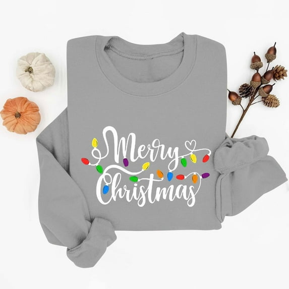 Elvqul Crewneck Sweatshirts for Women Printed Shirts Christmas Casual Long Sleeve Womens Sweatshirts
