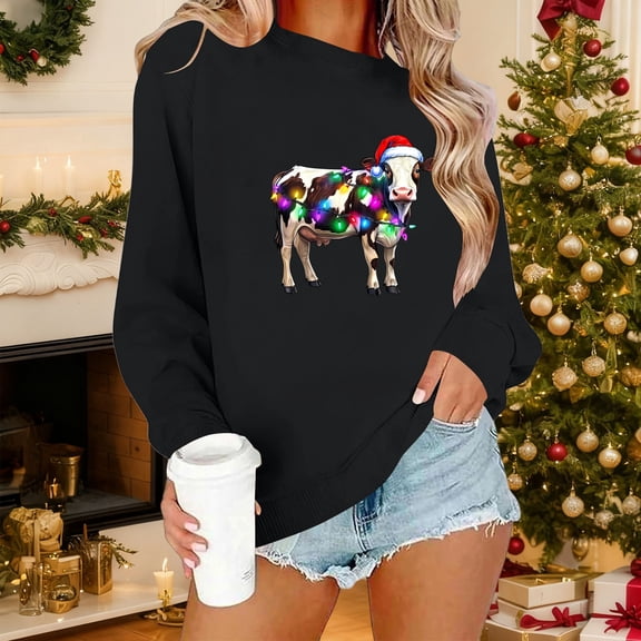 Elvqul Crewneck Tops for Women Long Sleeve Pockets Sweatshirts Casual Y2k Graphic Oversized Ladies Shirts