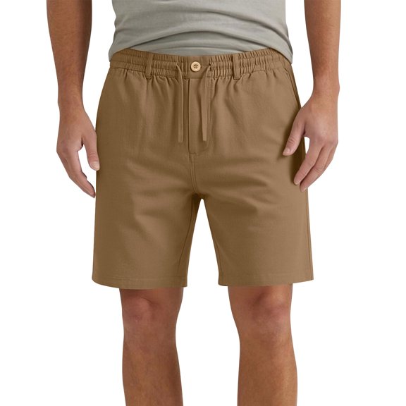 Elvqul Drawstring Shorts for Men Khaki Board Shorts Golf with Pockets Beach Elastic Waisted Solid Mens Swimming Trunks Stretchy