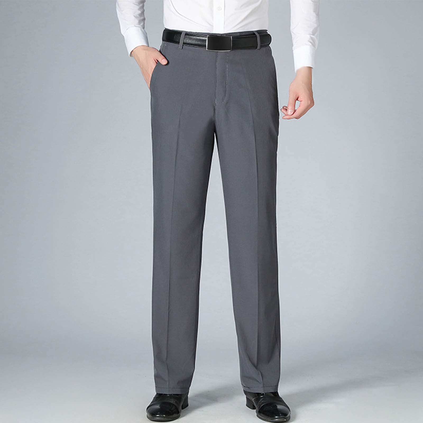 Light Grey  , SUPER 140'S Solid ~ Plain FRONT PANTS - Cheap Priced Dress Slacks For Men On Sale main image 0