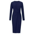 thumbnail image 1 of Elvqul Dresses Women Long Sleeve Plus Size Maxi Round Neck Solid Light Blue Ladies Dresses, 1 of 4