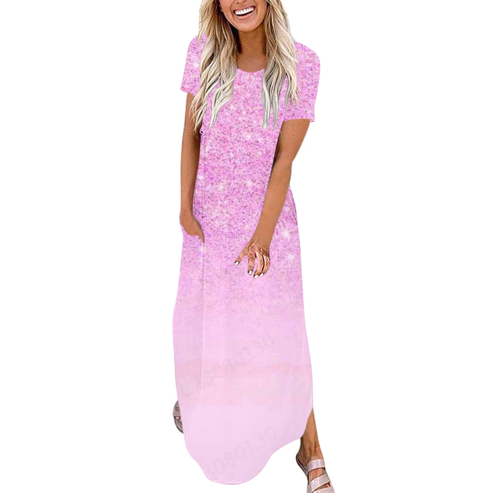 Quirky Wow Lips Print Pink T Shirt Dress