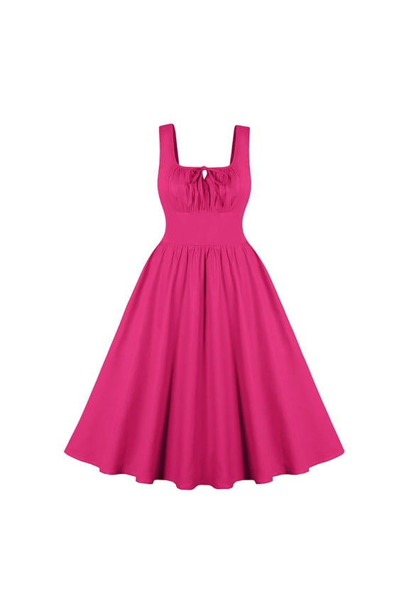 Dresses for Women Midi Summer Plain for wedding Hot Pink Mid-Length Plus Size Sleeveless Sun Dress