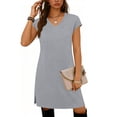 thumbnail image 1 of Elvqul Dresses for Women Mini Dresses Short Sleeve Gray Summer V-Neck Womens Dresses, 1 of 6