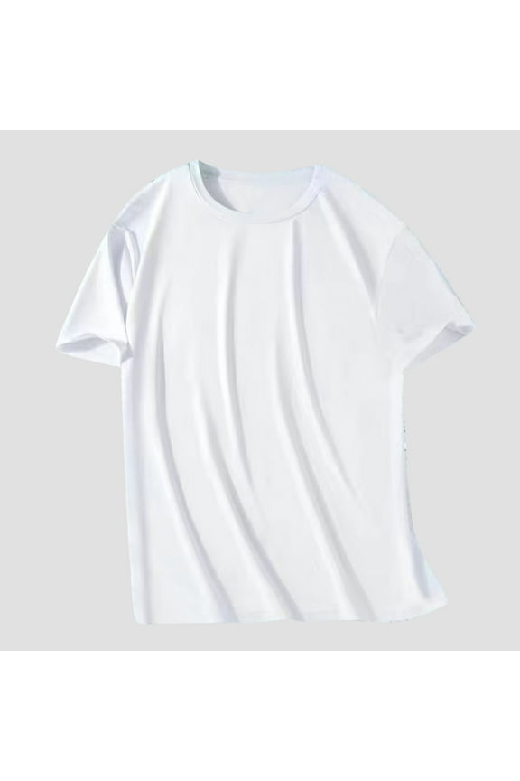 Dry fit Shirts for Men Stretch Short Sleeve Pullover Fashion White Plain Round Neck Mens T-Shirts