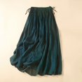 thumbnail image 1 of Elvqul Elastic Skirts for Women Cotton Linen Winter Flowy Trendy Comfortable Green Juniors Long Skirts, 1 of 9