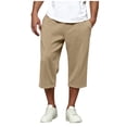 thumbnail image 1 of Elvqul Elastic Waist Capri Pants for Men Pockets Straight Leg Pants Holiday Drawstring Relaxed Fit Lightweight Mens Trousers Solid, 1 of 7