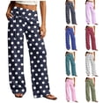 thumbnail image 1 of Elvqul Elastic Waist Pants for Women Wide Leg Trousers Pockets Summer Fall Fashion Pull On Womens Pants Polka Dot, 1 of 6