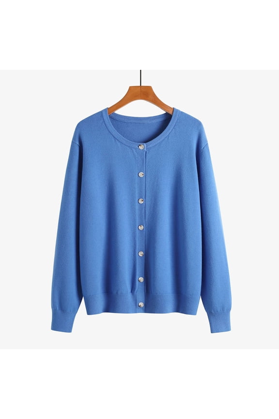 Fall Plus Size Sweaters for Women Plus Size Blue Button Long Sleeve Loose Trendy Casual Womens Sweater Solid