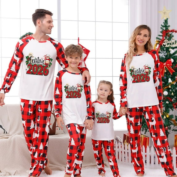Elvqul Family Matching Christmas Pajamas Set