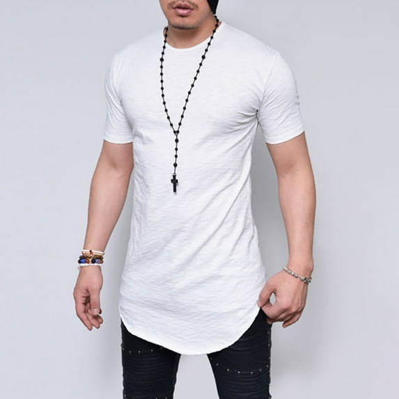 Vetsdori Fashion Shirts for Men White Pullover Short Sleeve Big and tall Slim Solid Color Stylish Mens T-Shirts Round Neck