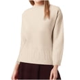 thumbnail image 1 of Hipattires Fashion Sweaters for Women Solid Color Beige Pullover Modern Fit Thickness Tops Trendy Thick Warm Womens Blouse Winter, 1 of 6