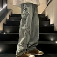 thumbnail image 1 of Vetsdori Fashion Trousers for Men Baggy Jeans Pullover Vintage Blue Graphics Big and Tall Style Mens Jeans Stylish, 1 of 7