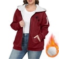 thumbnail image 1 of Elvqul Fuzzy Jacket for Women Hooded Plus Size Outerwear Sweaters Long Sleeve Thick Lined Juniors Coat, 1 of 5