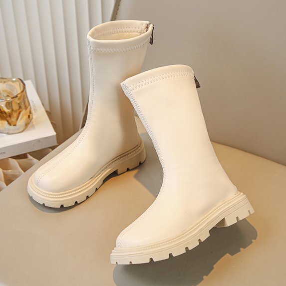 Elvqul Girls Boots,Shoes for Girls,Winter Zipper Riding Boot Faux Leather Size 12 Girls