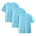 thumbnail image 1 of Elvqul Girls Shirts Cotton Basic 3 Pack Casual Short Sleeve Blue Round Neck T-shirts for Girls, 1 of 6