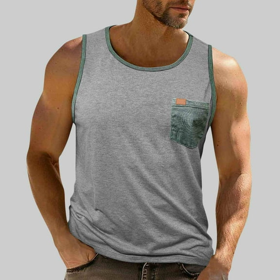 Elvqul Gray Tank Tops for Men