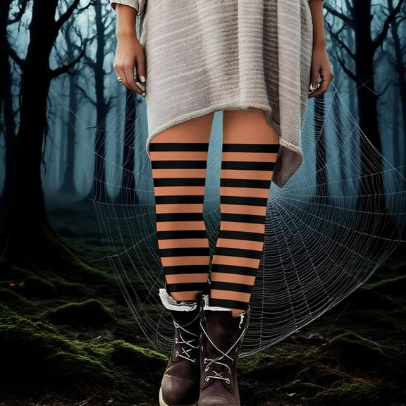 Elvqul Halloween Leggings for Women Pants Stretch Plus Size Athletic Striped Fashion Juniors Leggings Pants High Waist