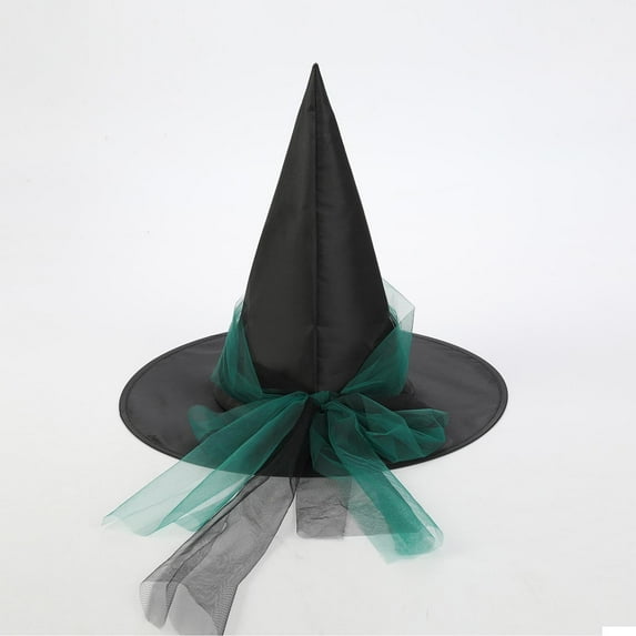 Elvqul Hat Women Halloween Green Lace Witch Hat Solid Ladies Cap Comfy Hat