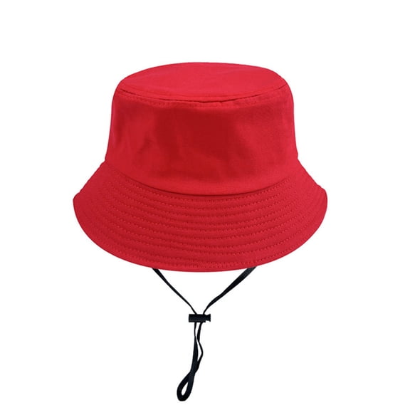 Elvqul Hat Women Men Beach Red Sun Drawstring Fashion Fishing Bucket Breathable Unisex Cap Solid Hat