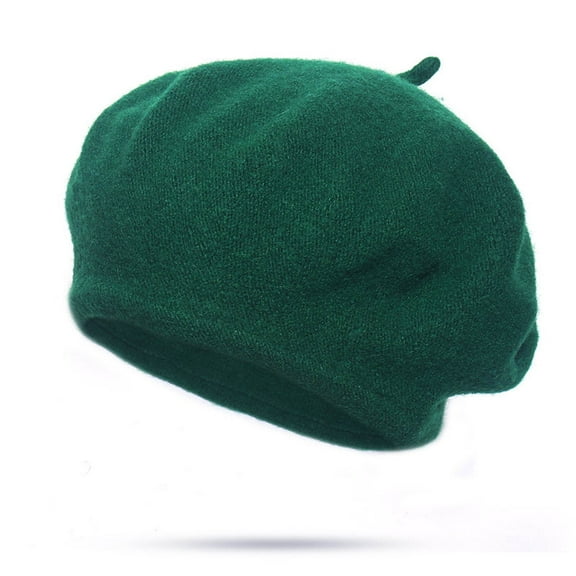Elvqul Hat for Women Green Solid Winter Thick Fleece Cap Casual Beret Ladies Hat