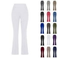 thumbnail image 1 of Elvqul High Waisted Pants for Women Plus Size Pull on With Pockets Yoga Lightweight Gym White Pants, 1 of 5