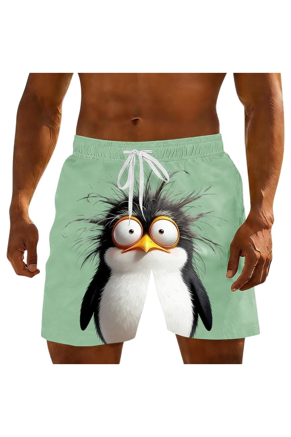 Holiday Shorts for Men Summer Drawstring Board Shorts Sports Elastic Waist with Stretch Funny Face Print Mens Swim Trunks