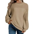 thumbnail image 1 of Vetsdori Holiday Tops for Women Solid Color Round Collar Pullover Khaki Warm Long Sleeve Loose Plus Size Womens Sweaters, 1 of 5