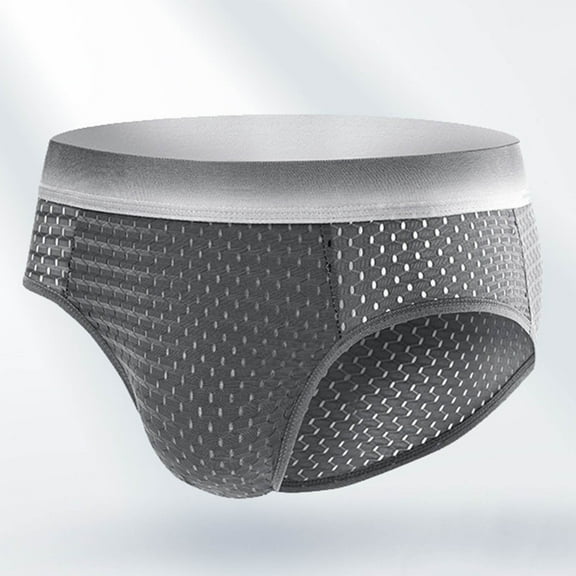 Vetsdori Hombre Underwear for Men Plus size Pull-On Gray Printed Quick Dry Ice Silk Trendy Briefs Mens Underwear