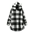 thumbnail image 1 of Elvqul Hooded Jacket for Women Winter Outerwear Fleece Long Sleeve Plaid Sweaters Thick Ladies Coat Lined, 1 of 3