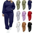 thumbnail image 1 of Elvqul Hoodies Sweatsuits for Women Winter Purple Sweatshirts Loose Fit Plus Size with Pockets Ladies Tops 2 Piece, 1 of 7