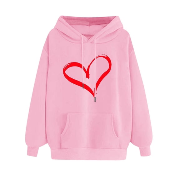 Elvqul Hoodies for Women Graphic Under $10 Womens Sweatshirts with Pockets Pink Soft Hooded Long Sleeve Shirts Casual Tops