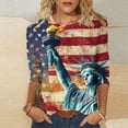 thumbnail image 1 of Elvqul Independence Day Blouses for Women Plus Size Tops Red Elastic Fourth of July Patriotic American Flag Star Juniors T Shirts 3/4 Sleeve, 1 of 5