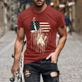 thumbnail image 1 of Elvqul Independence Shirts for Men Red Stylish Pullover Star Trendy 4th of July T-Shirts Patriotic Mens Shirts Short Sleeve, 1 of 5