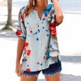 thumbnail image 1 of Elvqul Independence T-Shirts for Women American Flag Tops 4th of July Crew Neck Pullover 3/4 Sleeve Womens Blouses Eagle, 1 of 4