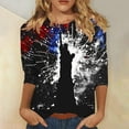 thumbnail image 1 of Elvqul Independence Tops for Women Patriotic American Flag Blouses Plus Size 3/4 Sleeve Pullover Round Neck Star Womens T Shirts, 1 of 5