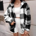 thumbnail image 1 of Elvqul Jacket for Women Hooded Fleece Outerwear Thick Sweaters Plaid Warm Womens Coat Long Sleeve, 1 of 6