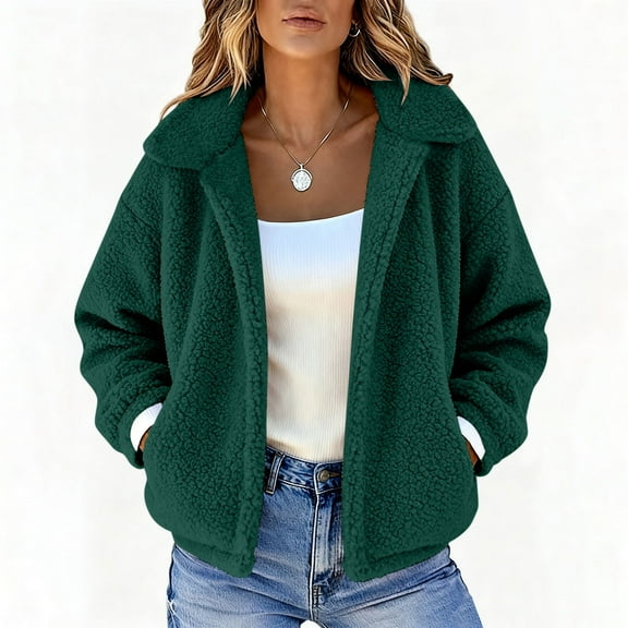 Elvqul Jacket for Women with Pockets Winter Outerwear Fuzzy Sweaters Lined Womens Coat Thermal