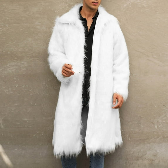 Elvqul Jackets Men Big and Tall Fleece Sports Plain Coat Long Sleeve White Clothing Comfy Anorak Shirt