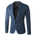 thumbnail image 1 of Elvqul Jackets for Men Winter Royal Blue Clearance Blazer Solid Jackets Collared Button Long Sleeve Coat Fashion Pockets Shirts, 1 of 3