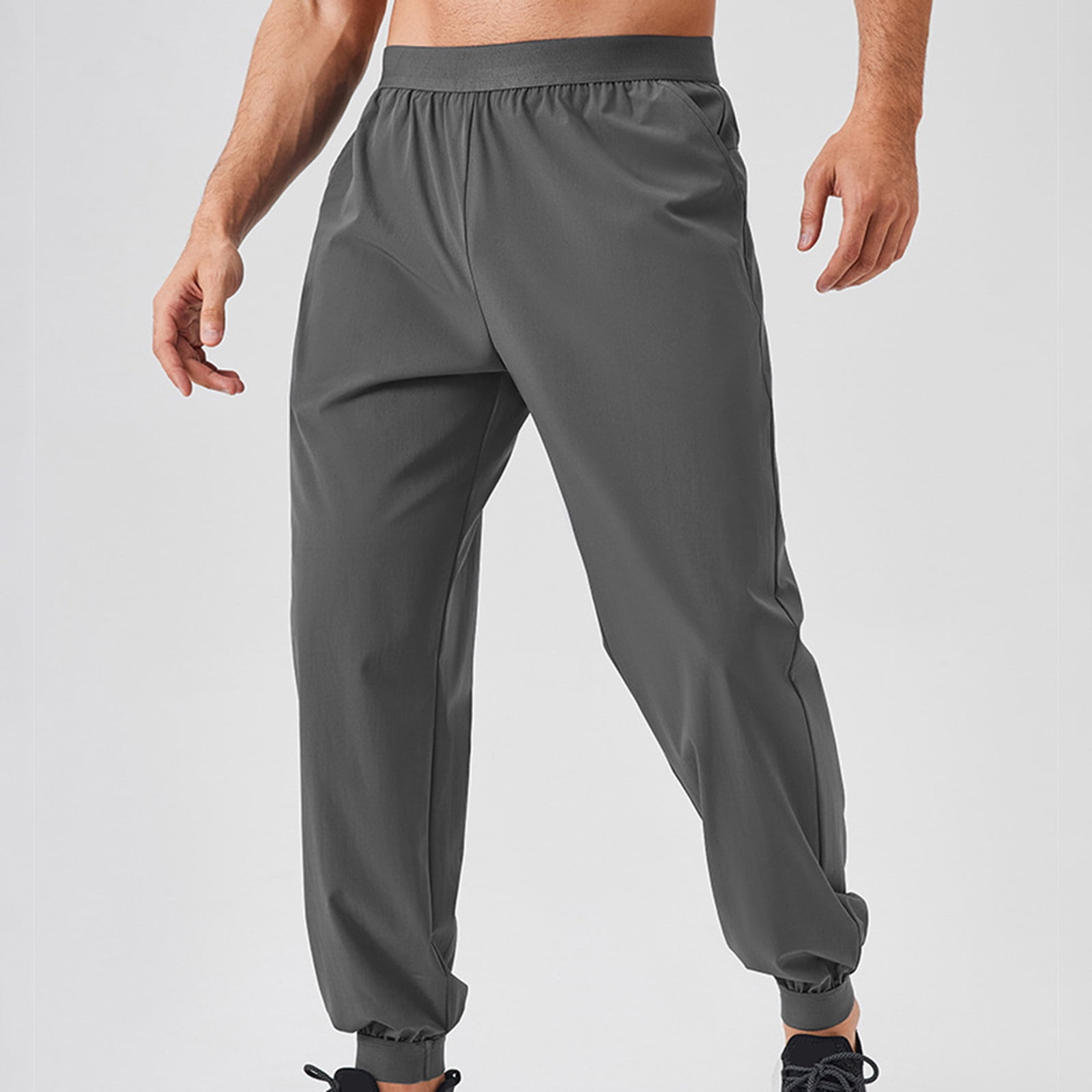 Elvqul Jogger Big and Tall Pants for Men Gray Elastic Waist Pullover ...